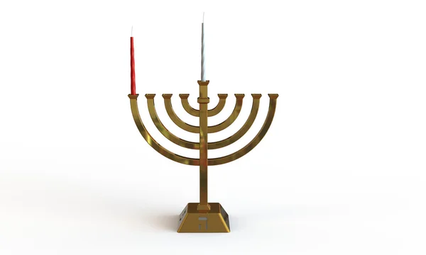 Hanuka menorah und Kerzen isoliert auf weiß — Stockfoto