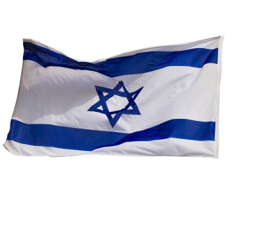İsrail bayrağı flaping beyaz izole Rüzgar