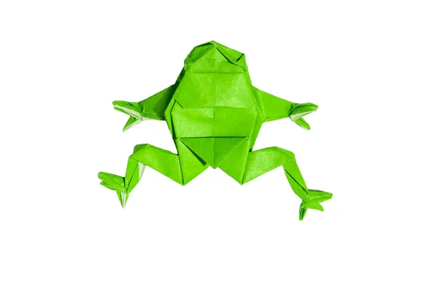 Origami zelená žába izolovaných na bílém — Stock fotografie