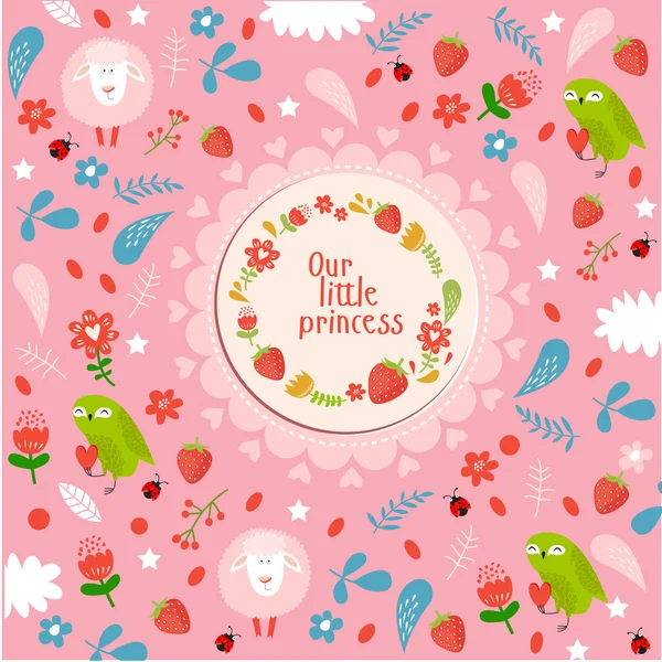 Card girl - notre petite princesse — Image vectorielle