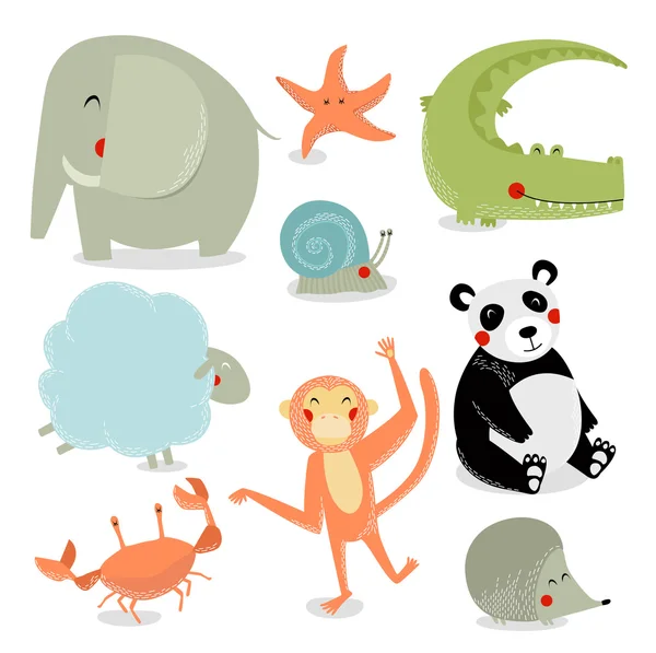 Conjunto de animales lindos — Vector de stock