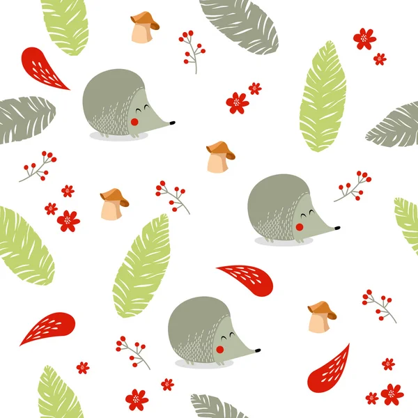 Seamless background with funny hedgehogs — Stock Vector