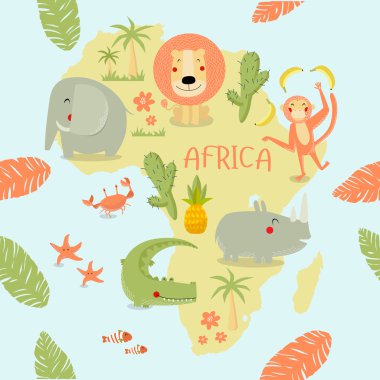 Afrika Haritası hayvanlarla 