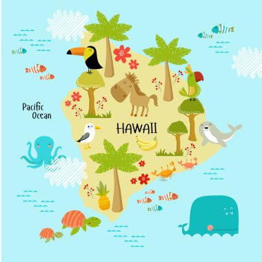 hayvanlar ile Hawaii Haritası