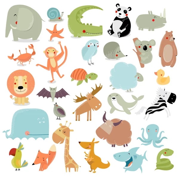 Grand ensemble d'animaux . — Image vectorielle