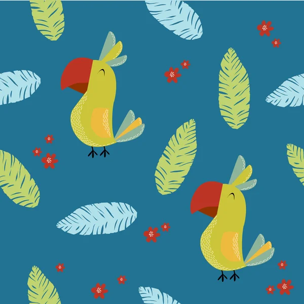 Fondo sin costuras con loros — Vector de stock