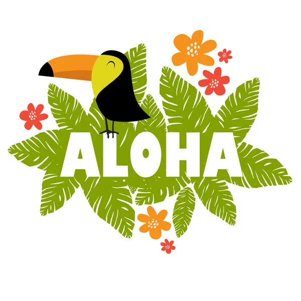 Toucan met een vrolijke "aloha". — Stockvector