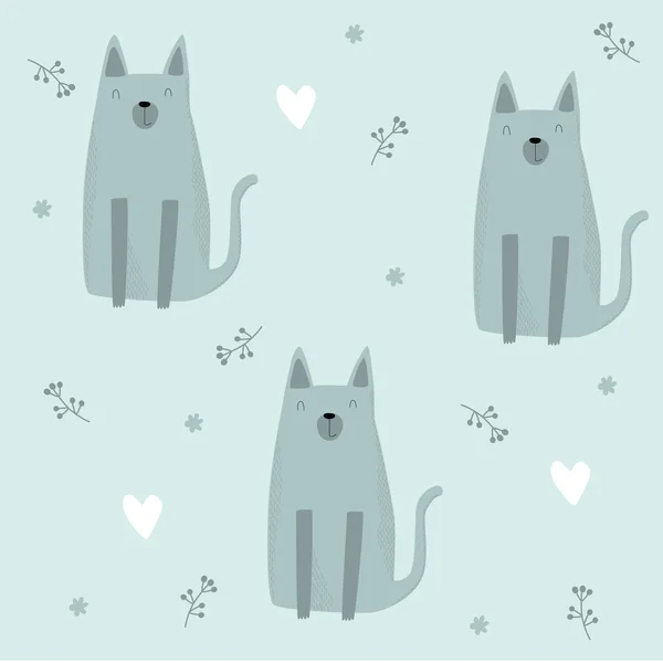 Сірий фон з кішками . — стоковий вектор