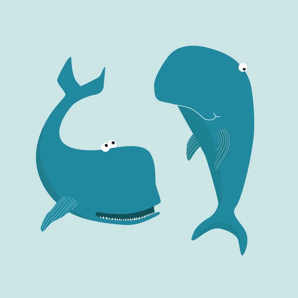Cartolina con balene innamorate — Vettoriale Stock