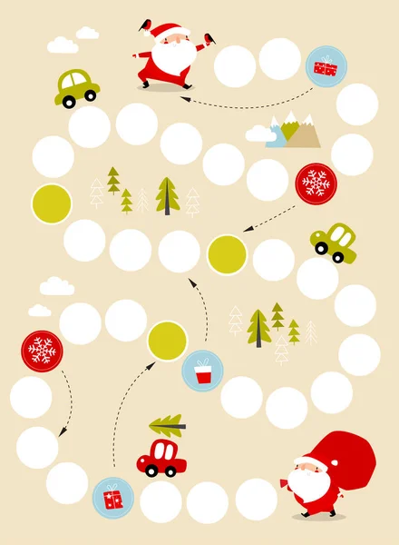 Print Vector Board Christmas Game Children Advent Calendar New Year — Stock Vector