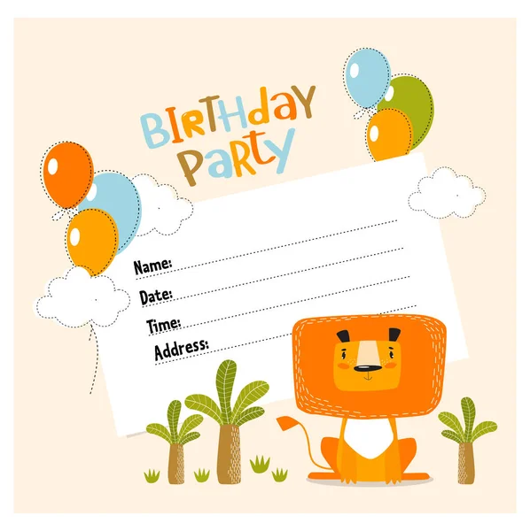 Yazdır Doğum Günü Partisi Için Vektör Davetiyesi Tropikal Bir Parti — Stok Vektör