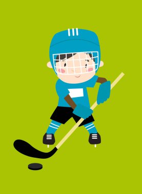 Yazdır. Çocuk hokey oynuyor. Disk takımlı bir çocuk. Bir hokey oyuncusu sopayla disk atıyor. Çizgi film karakteri