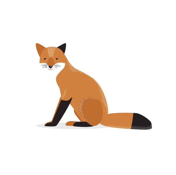 ベクトルフォックス 森の動物 狐が座っている — ストックベクタ