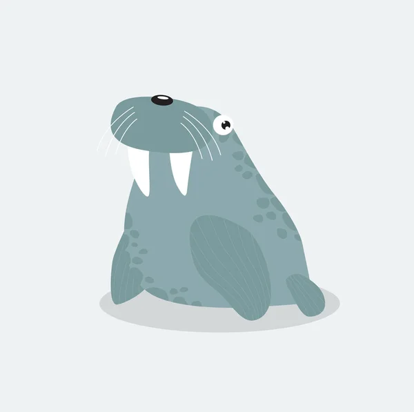 Print Vector Cartoon Walrus Cartoon Character Wildlife — 图库矢量图片