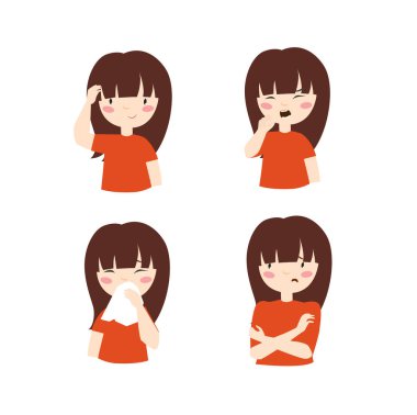 Yazdır. Kız hastalandı. Çocuk soğuk algınlığına yakalandı. Çizgi film kızı..