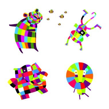 Vektör çizim. Neşeli hayvanlar