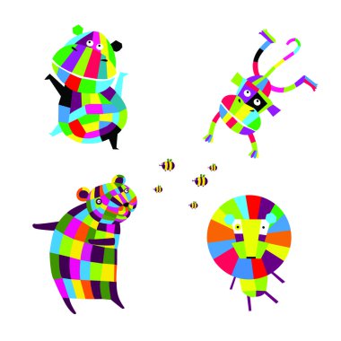 Vektör çizim. Neşeli hayvanlar