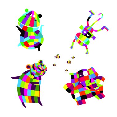 Vektör çizim. Neşeli hayvanlar