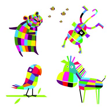 Vektör çizim. Neşeli hayvanlar