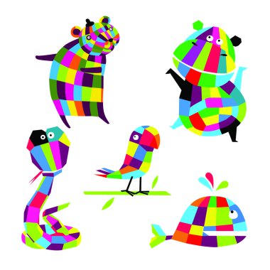 Vektör çizim. Neşeli hayvanlar