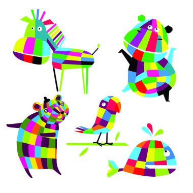 Vektör çizim. Neşeli hayvanlar