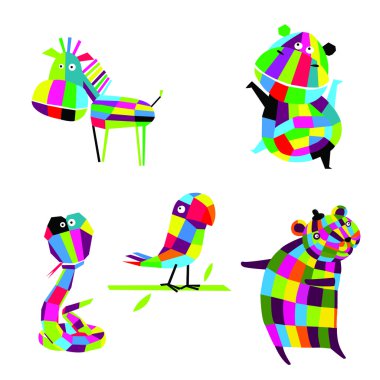 Vektör çizim. Neşeli hayvanlar