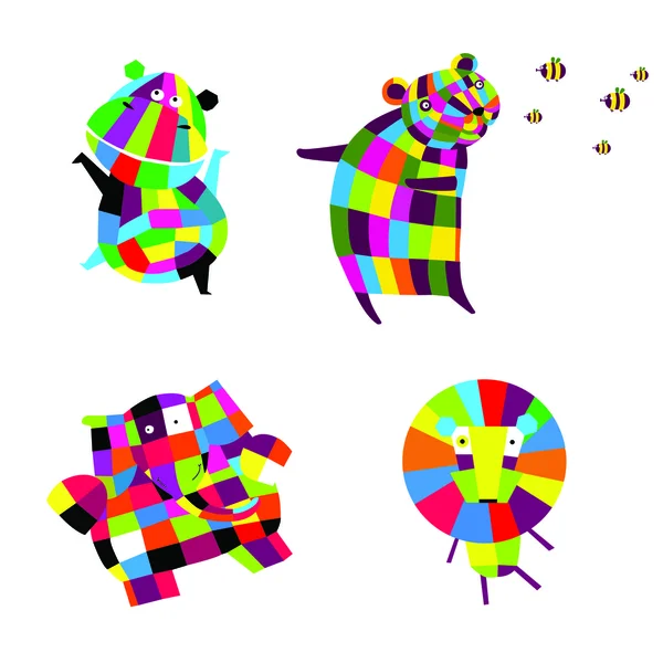 Vector illustration. Cheerful animals — Stock Vector
