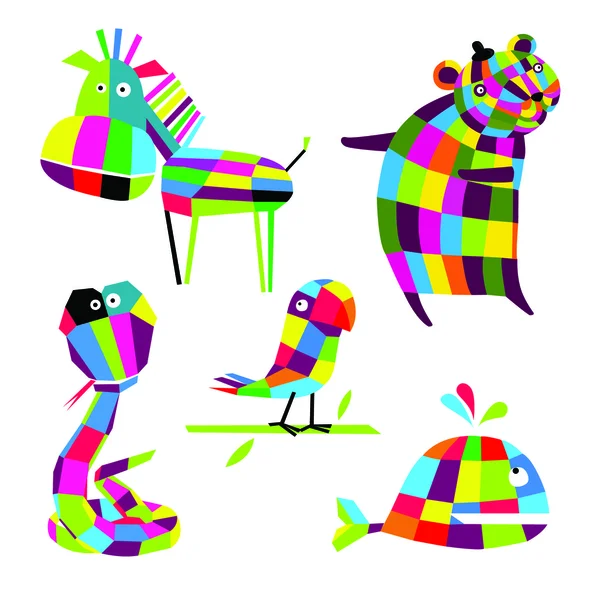Vector illustration. Cheerful animals — Stock Vector