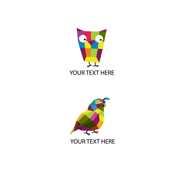 Ensemble de deux animaux colombe hibou — Image vectorielle