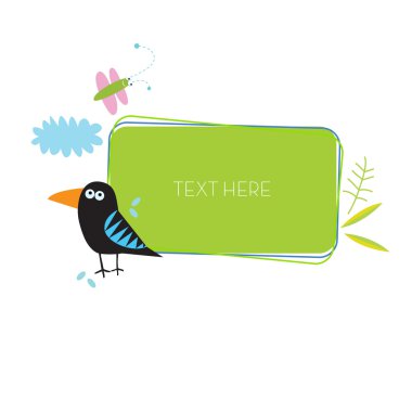 Çerçeve ile karikatür kuzgun