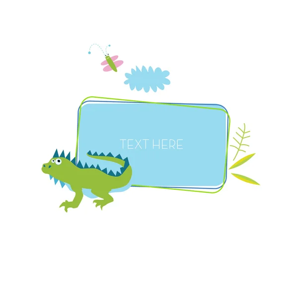 Frame with cartoon iguana — Stock Vector