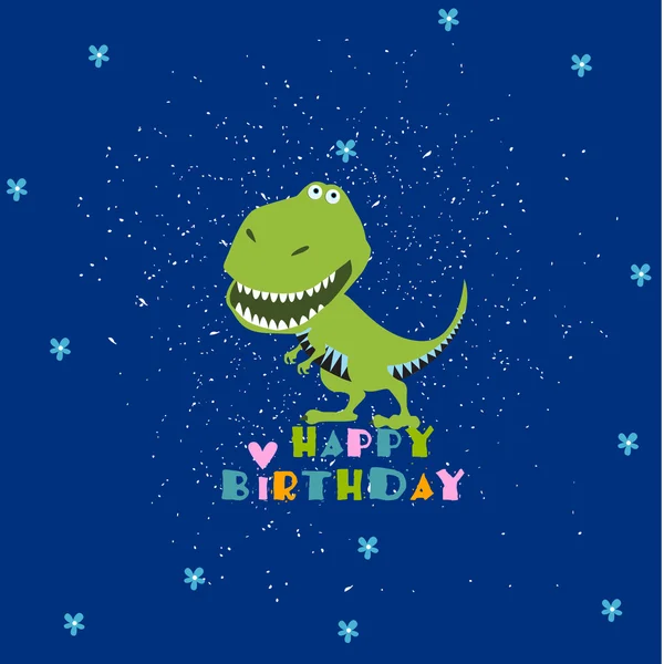 Birthday card with a dinosaur — Stock Vector