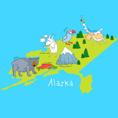 hayvanlar ile Alaska Haritası