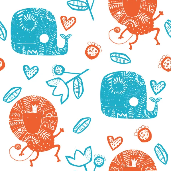 Fondo con animales de dibujos animados — Vector de stock