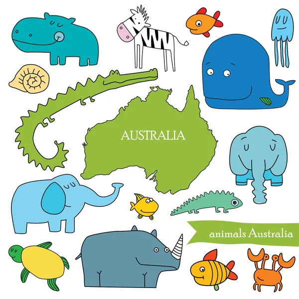 Set of Australian animals Stock Illustration