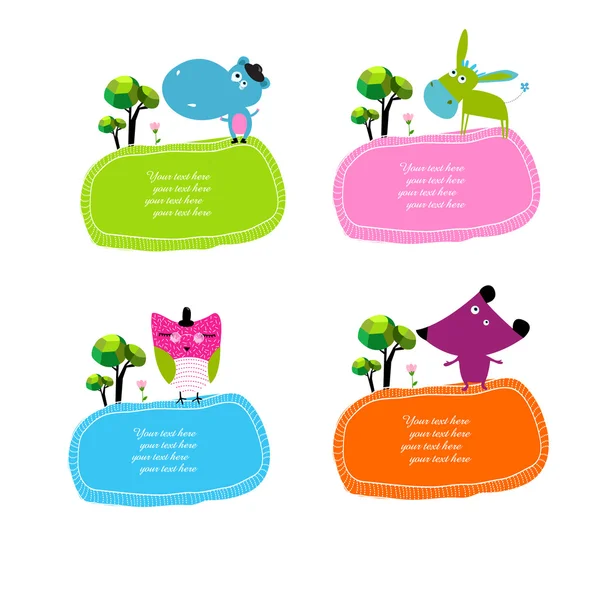 Aantal stickers met dieren — Stockvector