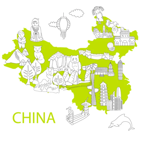 Cartoon mapa de China —  Vetores de Stock