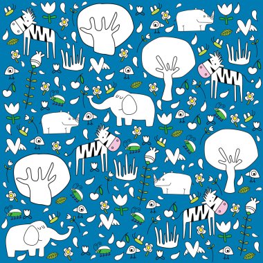 seamless pattern with animals clipart