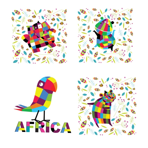 Afrika hayvanları kümesi — Stok Vektör
