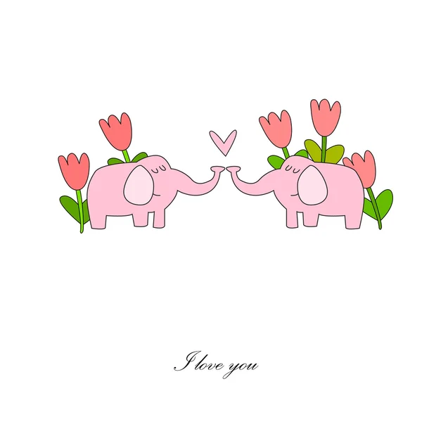 Card with animals in love — Stock Vector