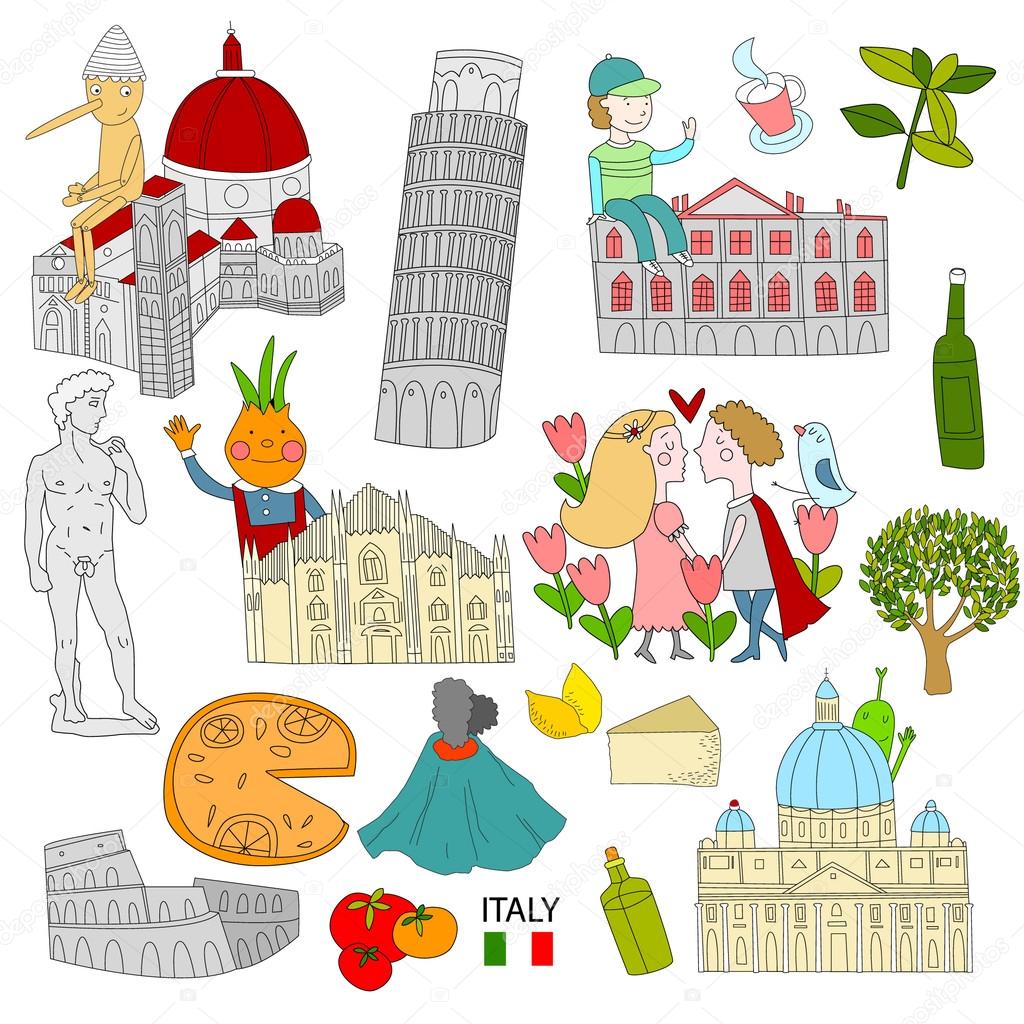 Set Of Attractions In Italy Stock Vector C Utchenko Olga