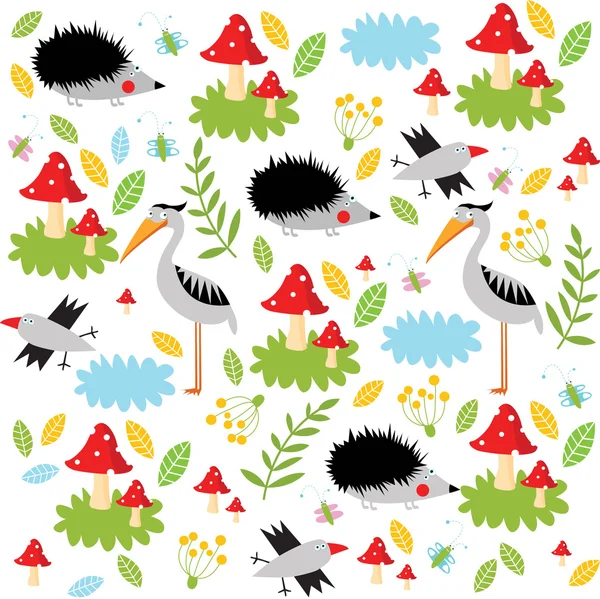 Seamless pattern with forest animals — Stock Vector