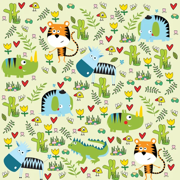 Seamless pattern with animals — Stock Vector