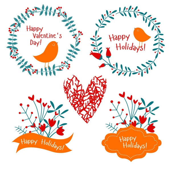 Card elements  for Valentine's Day — Stock Vector