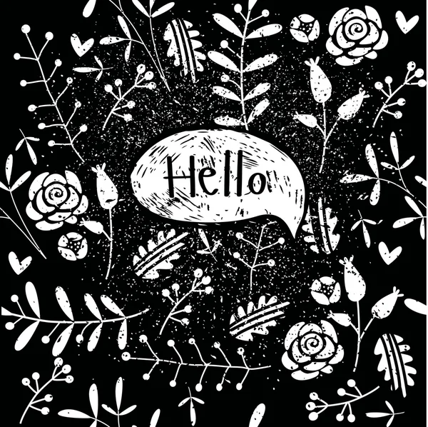 Motif floral et texte en bulle — Image vectorielle