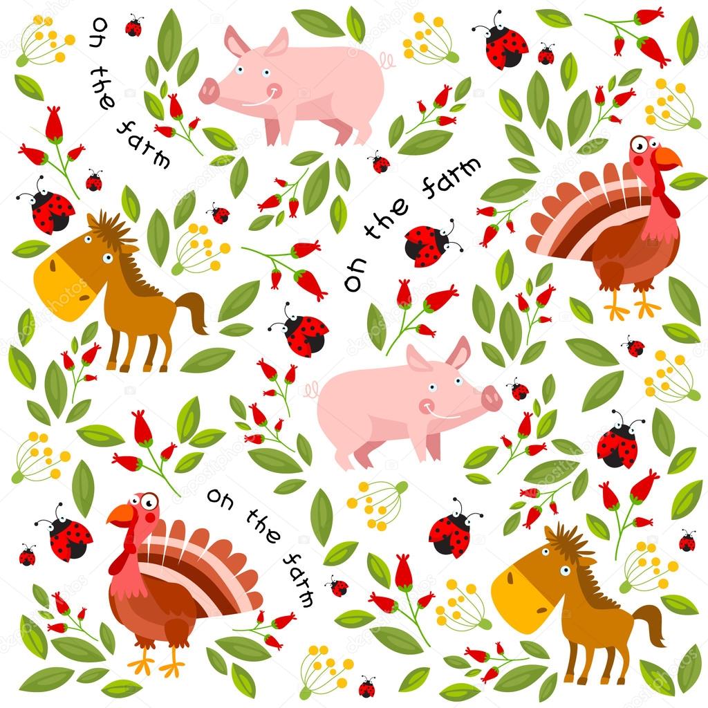 Background With Farm Animals Stock Vector Royalty Free Vector Image By C Utchenko Olga 82435944