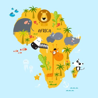 Africa continent with animals