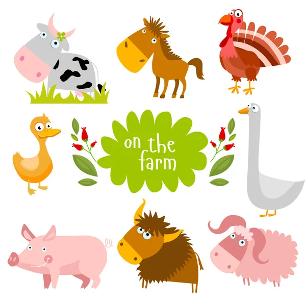 Colorful farm animals — Stock Vector