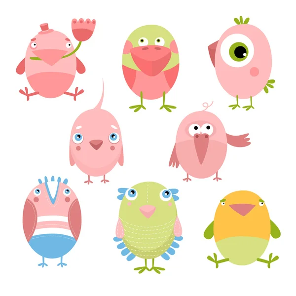 Set van roze vogels — Stockvector