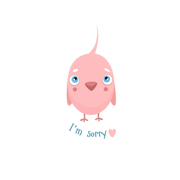 I'm sorry card with bird — Stock Vector